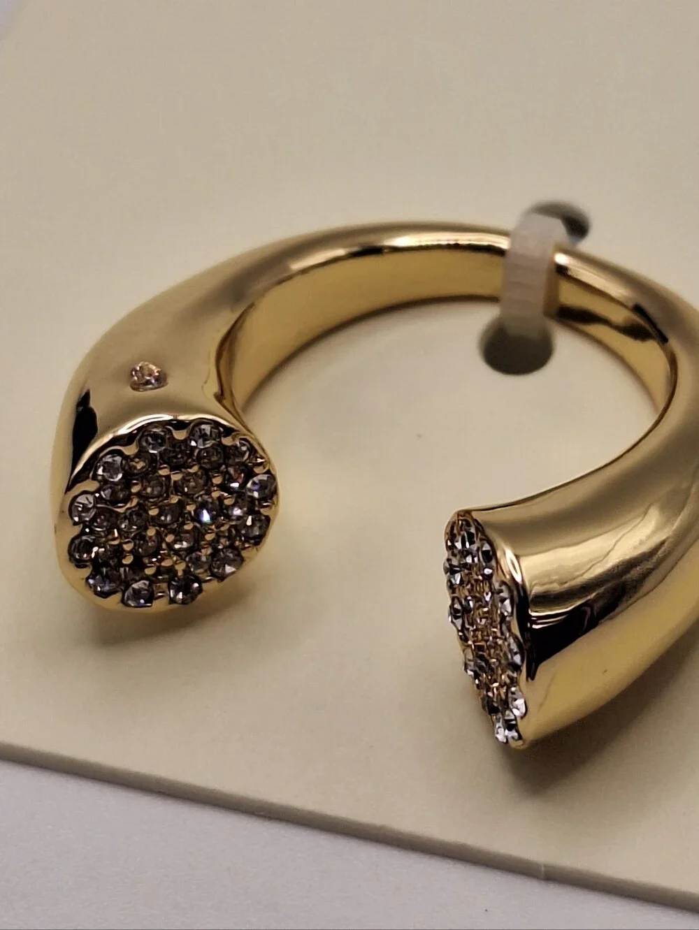 NWT Open Edit Pave Edge Open Ring Gold Clear Crystal Size 8